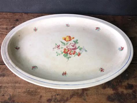 ANCIEN PLAT OVALE en faïence Labrut et cie déco fleurs cuisine vintage