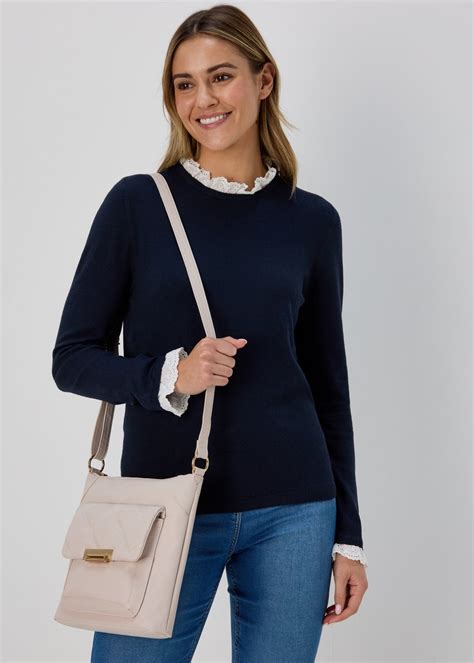 Nude PU Tumbled Messenger Bag Matalan