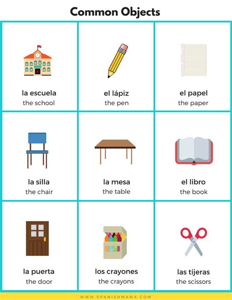 Spanish Lessons Common Objects Bilingual Kidspot