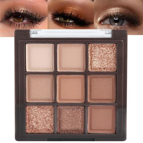 9 Colors Nude Champagne Gold Matte Shimmer Eyeshadow Palette For Eye Makeup High Pigmented Brown