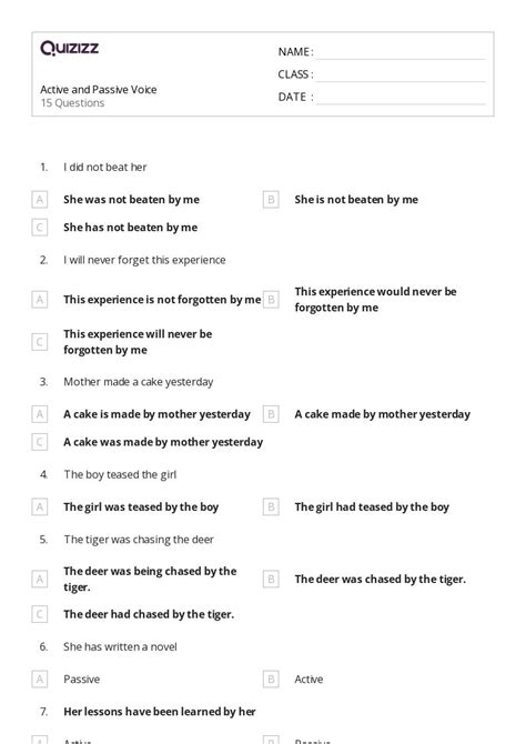 50 Active And Passive Voice Worksheets For 8th Grade On Quizizz Free And Printable