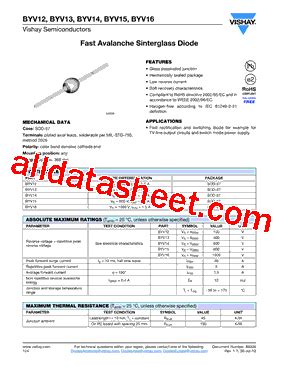 Byv Datasheet Pdf Vishay Siliconix