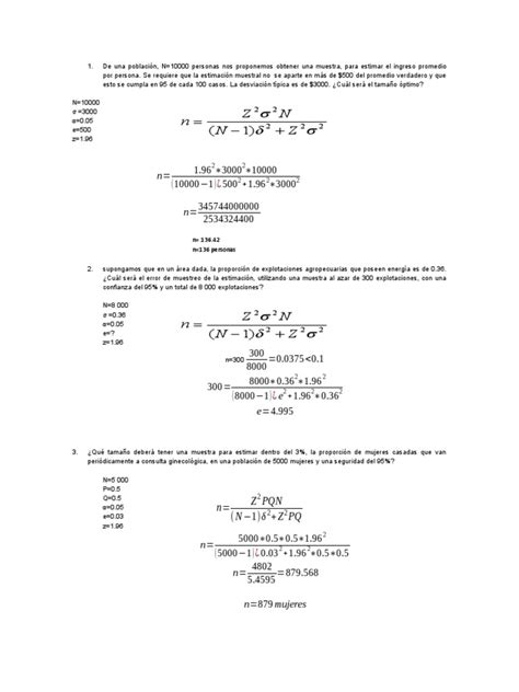 Problemas De Muestreo Pdf Determinación Del Tamaño De La Muestra Desviación Estándar