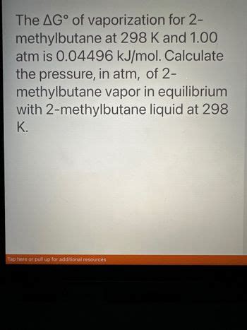 Answered The Ag Of Vaporization For Bartleby