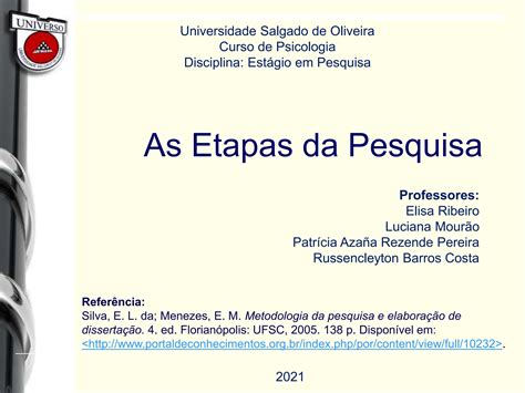 As Etapas De Uma Pesquisa Científica Universo Ppt