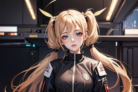 Premium AI Image A Girl With Blonde Twintails
