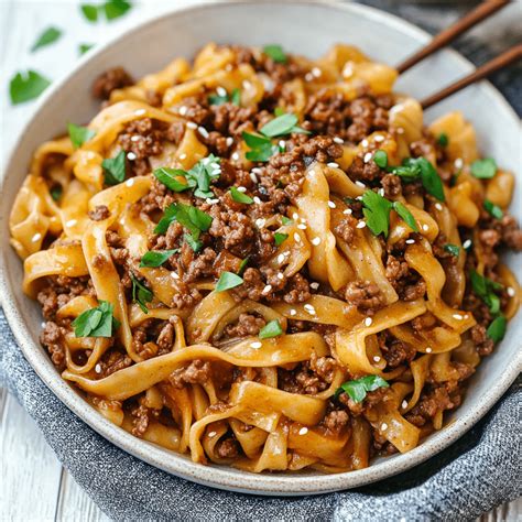 Mongolian Ground Beef Noodles Recipe Sarahrecipes