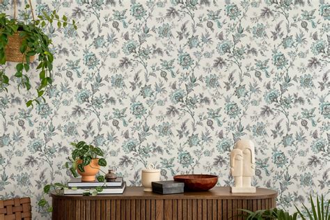 The Charm Of Past Centuries Vintage Wallpaper Design Teal wallpaper ...