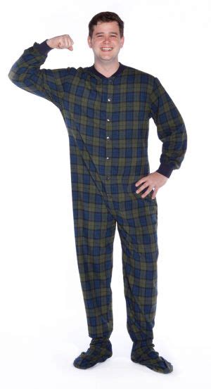 Big Feet Pajamas Adult Navy Plaid Flannel One Piece Footy 44 Shop