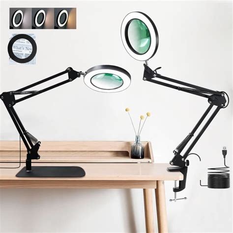 2 en 1 Lampe Loupe LED avec lère et Support Lampe de Bureau