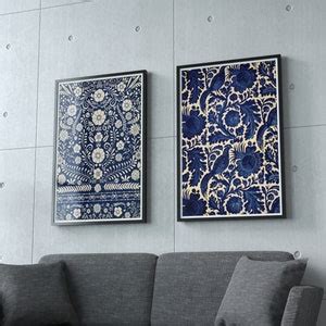 Indigo Art Set of 3, Indigo Wall Art, Indigo Blue Decor, Indian ...