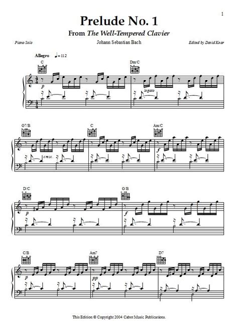 Prelude No From The Well Tempered Clavier Piano Sheet Music Bach