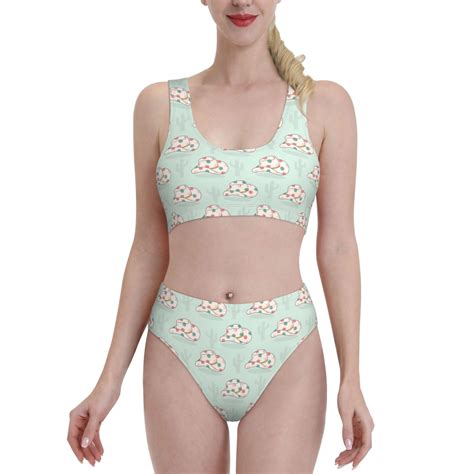 Logiee Flora Daisy Cactus Print Women S Piece Bikini Set Halter