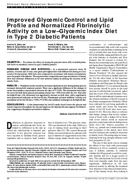 Pdf Improved Glycemic Control And Lipid Profile And Normalized