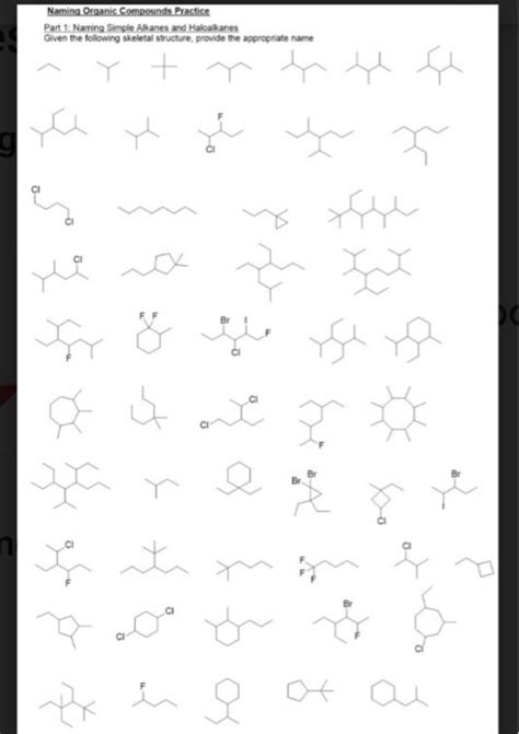 Nomenclature Of Organic Compounds Practice