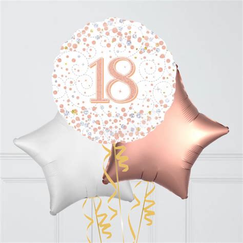 Happy 18th Birthday Rose Gold Inflated Foil Balloon Bunch