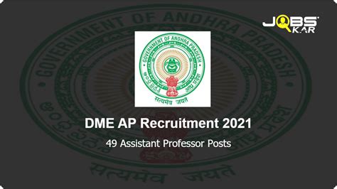 Dme Ap Recruitment Apply Online For Assistant Professor Posts