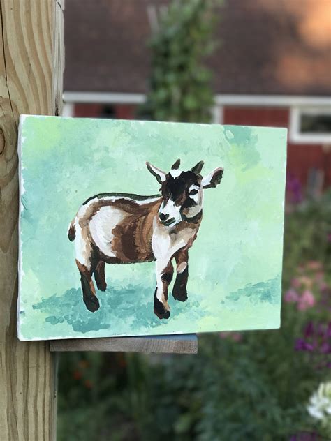 Baby Goat Art Original Acrylic Painting Nursery Art Baby Farm