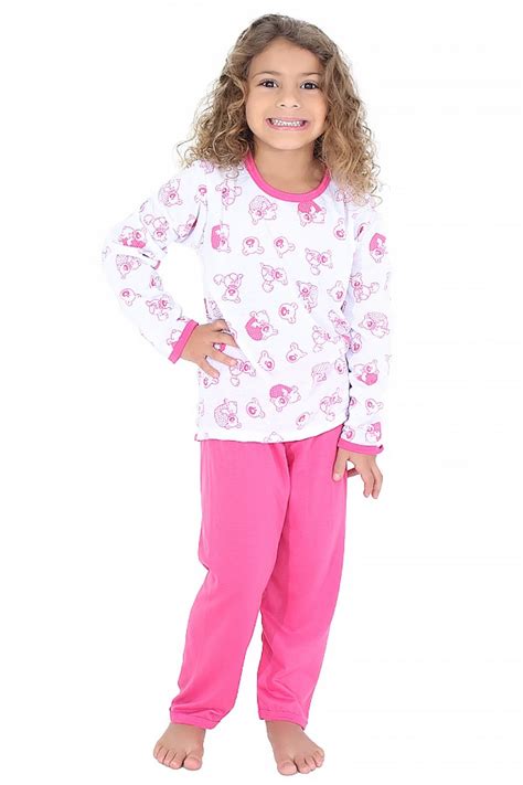 Pijama Longo Infantil 077 Pink Ursinho Kaisan