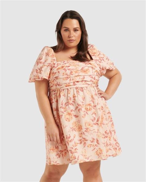 Forever New Liana Curve Linen Mini Dress In Pink Lyst Australia