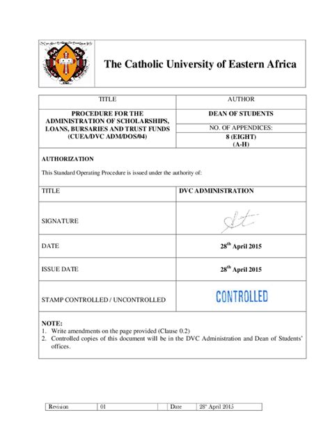 Fillable Online Here Is The Catholic University Of Eastern Africa