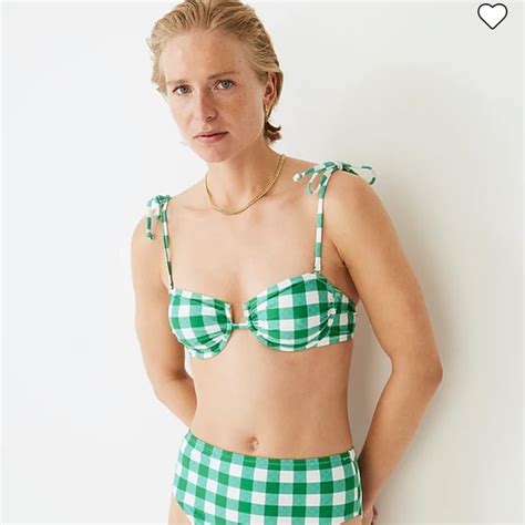 J Crew Swim J Crew Tieshoulder Underwire Bikini Top In Gingham C