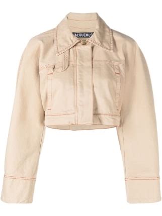 Jacquemus La Veste De Nîmes Meio Cropped Jeansjacke Nude FARFETCH DE