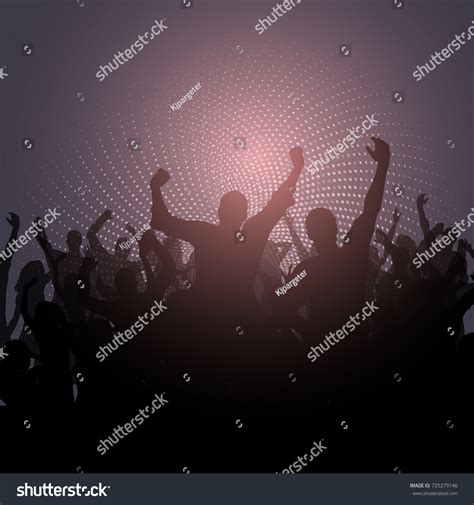 Silhouette Party Crowd On Abstract Dots Stock Vector (Royalty Free ...