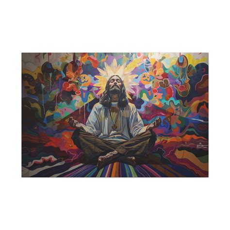 Psychedelic Jesus Meditating Canvas Home Wall Decor Modern Spiritual