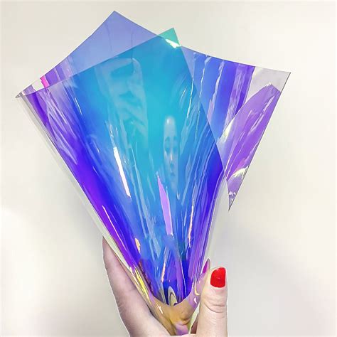 Iridescent Holographic Transparent Pvc Fabric Vinyl Material Bow Craft