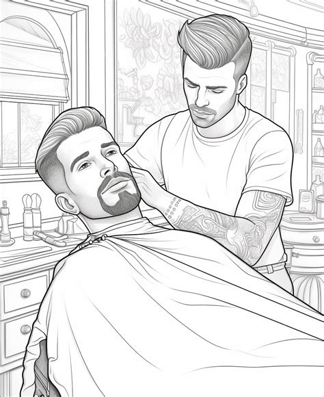 Premium Photo Coloring Pages For Men Barber Shop Barber Shop Coloring Pages Coloring Pages