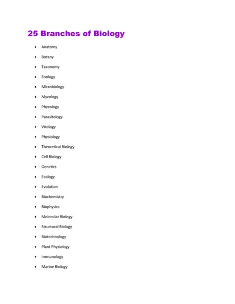 25 Branches Of Biology 25 Branches Of Biology Anatomy Botany Taxonomy