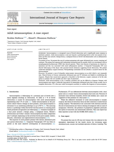 Adult Intussusception A Case Report Download Free Pdf Medical Specialties Clinical Medicine