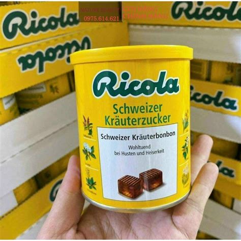 Kẹo ngậm ho thảo mộc Ricola LemonMint 250g date 2025 hộp kẹo ngậm