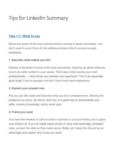 Linkedin Summary Examples Format How To Write Pdf