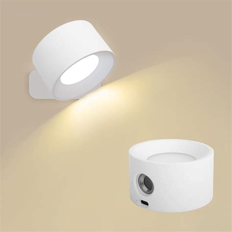 Led Wall Sconces Usb Rechargeable Rotate Cordless Wall Lamp With