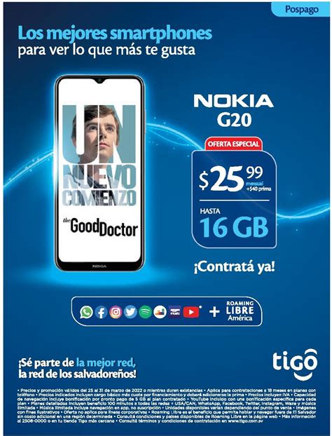 Oferta De Smartphone Nokia G20 Pospago En Tigo El Salvador 25 Marzo