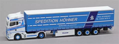 HERPA 314329 MAN TGX GX Gardinenplanensattelzug Höhner EUR 42 00