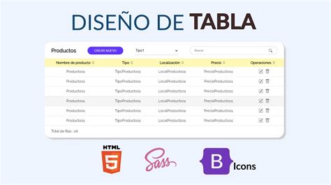 Diseño de Tabla con Html Sass y Bootstrap Icons YouTube