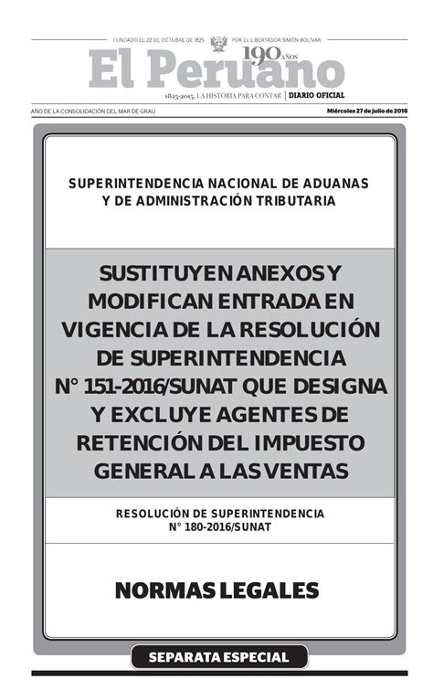 Sustituyen Anexos Y Modifican Entrada En Vigencia De La Resolución De