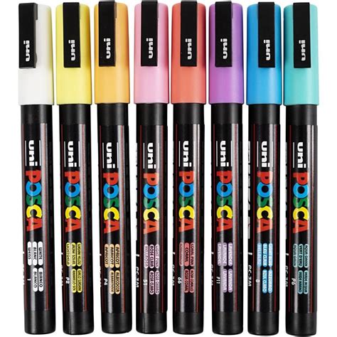 Posca Marker Lijndikte 0 9 1 3 Mm Diverse Kleuren 8 Div 1 Doos