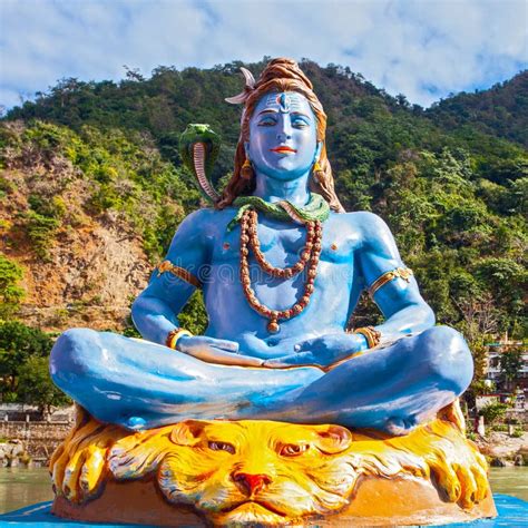 Statue of Lord Shiva on the Ganga River Bank Stock Photo - Image of ...