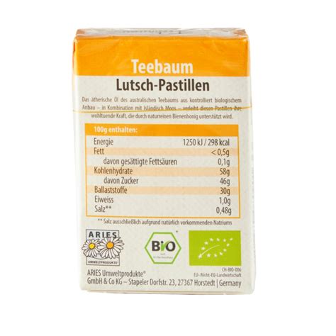 Aries Teebaum Lutschpastillen 30g Miraherba Bonbons