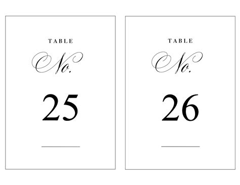 Printable Table Numbers 1 30