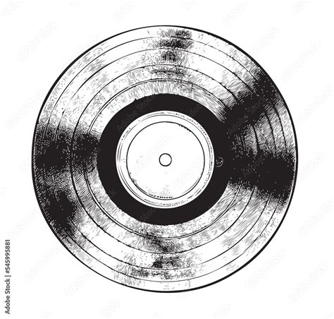 Vinyl record disc hand drawn engraving style sketch Vector illustration ...