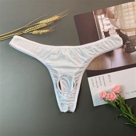 Underwear Penis Hole Men For Sex Erotic U Convex Pouch Thong Ice Silk