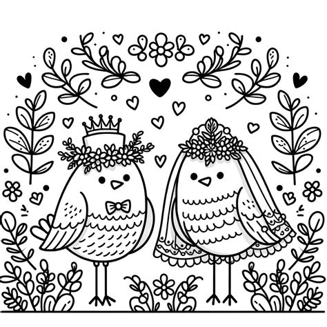Ausmalbild - Die Vogelhochzeit