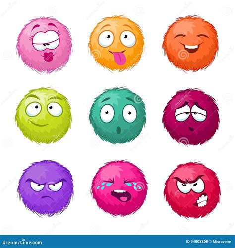 Fluffy Emoticon Set On Black Royalty Free Stock Photo Cartoondealer