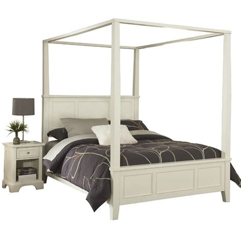 Homestyles Naples Off White Wood Queen Bed and Nightstand ...