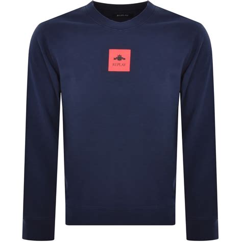 Replay Crew Neck Sweatshirt Navy Mainline Menswear